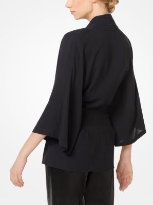 Silk-Georgette Cowl-Neck Blouse