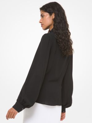 Silk Georgette Bow Blouse image number 1