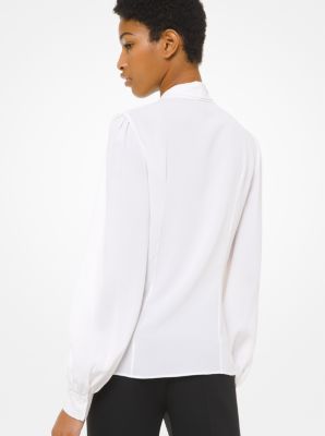 Silk Georgette Bow Blouse in WHITE | Michael Kors