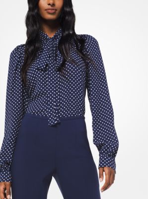 Michael kors tie neck hot sale blouse