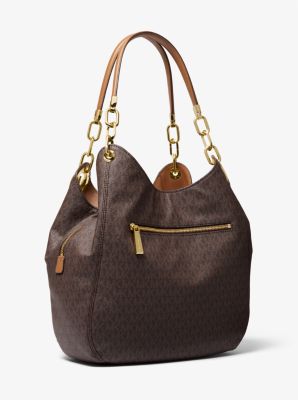 Lillie Large Logo Shoulder Bag in BRN/ACORN | Michael Kors