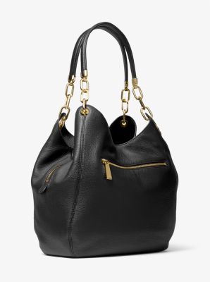 Michael Kors Women's Lillie Large Pebbled Leather Shoulder Bag - Black 