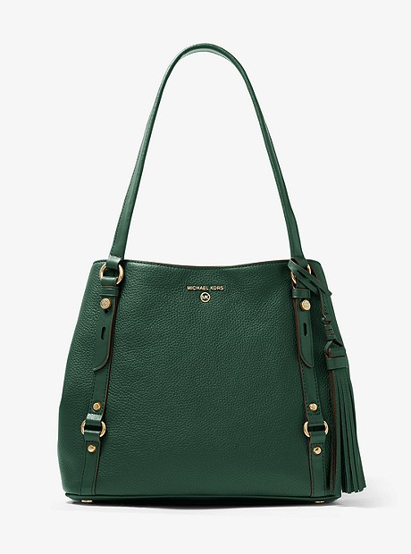 Carrie Large Pebbled Leather Shoulder Bag - MOSS - 30F0G1AE3L