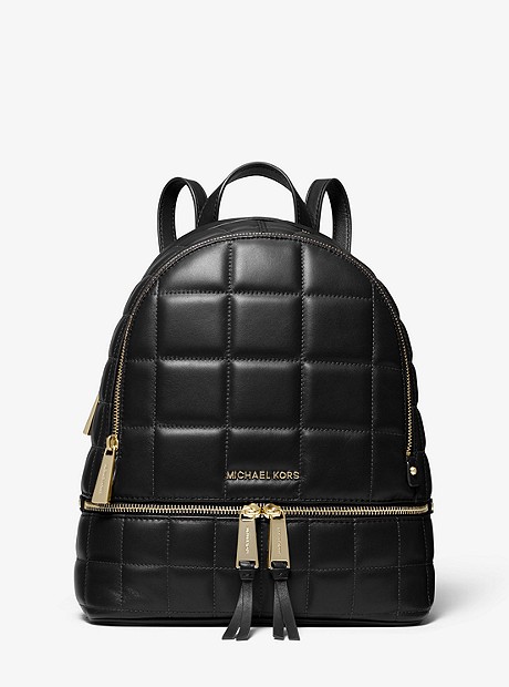 Rhea Medium Quilted Leather Backpack - BLACK - 30F0GEZB6L