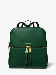 Rhea Medium Pebbled Slim Backpack - MOSS - 30F0GEZB6V