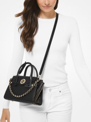 Carmen Extra-Small Studded Saffiano Leather Belted Satchel | Michael ...
