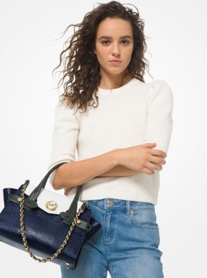 Shop Michael Kors CARMEN Extra-Small Logo + Leather Belted Satchel