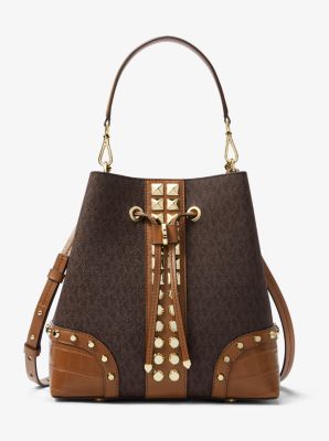 Mercer Gallery Medium Logo and Studded Crocodile Embossed Leather Shoulder Bag image number 0