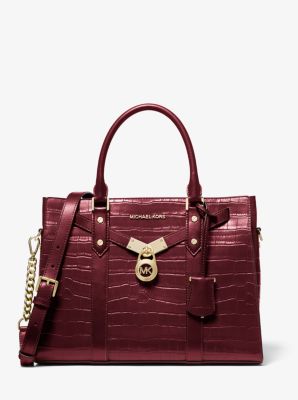 michael kors nouveau hamilton large crocodile embossed leather satchel