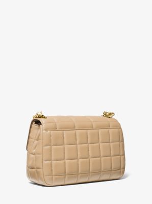 Deux Lux, Bags, Deux Lux Gold Metallic Quilted Wristlet Clutch With Chain