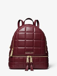 Rhea Medium Quilted Leather Backpack - DK BERRY - 30F0LEZB6L