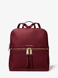Rhea Medium Pebbled Slim Backpack - DK BERRY - 30F0LEZB6V