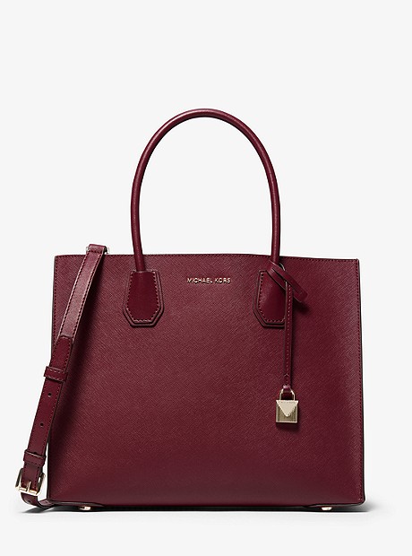 Mercer Large Saffiano Leather Tote Bag - DK BERRY - 30F0LM9T3L