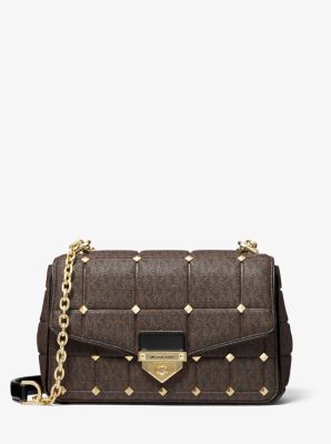 SoHo Large Studded Quilted Signature Logo Shoulder Bag | Michael Kors