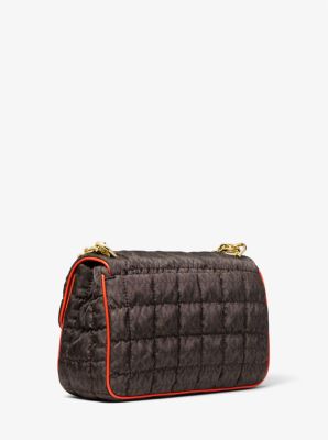 SoHo Large Quilted Signature Logo Nylon Shoulder Bag