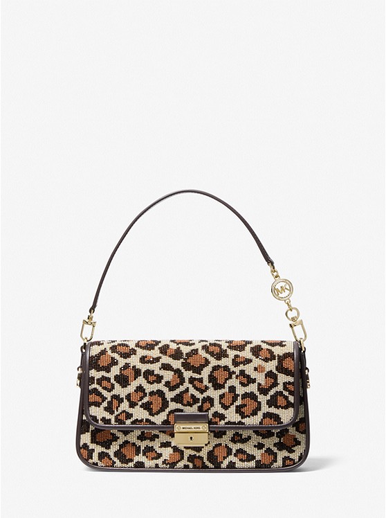 michaelkors.com | Bradshaw Small Leopard Beaded Leather Convertible Shoulder Bag