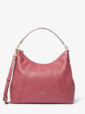 Shop Michael Kors Sienna Large Pebbled Leather Shoulder Bag In Red