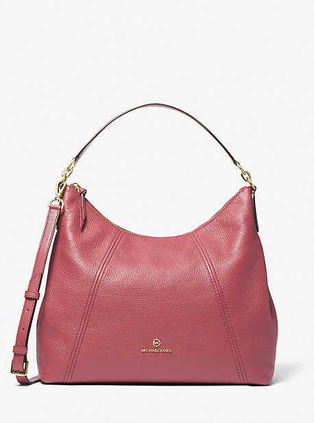 Shop Michael Kors Sienna Large Pebbled Leather Shoulder Bag In Red