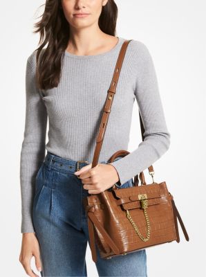 Henkeltasche Hamilton Legacy Small aus Leder mit Krokodilprägung und Gürteldetails image number 2