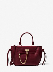 Hamilton Legacy Small Crocodile Embossed Leather Belted Satchel - DK BERRY - 30F1G9HS1E
