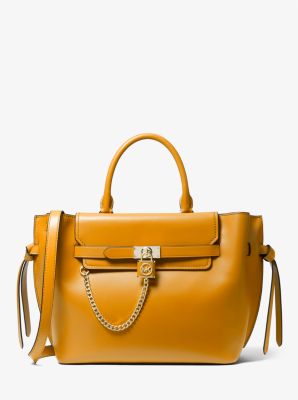 Bolso satchel Hamilton Legacy grande de piel con tiras decorativas in CALÉNDULA | Michael Kors