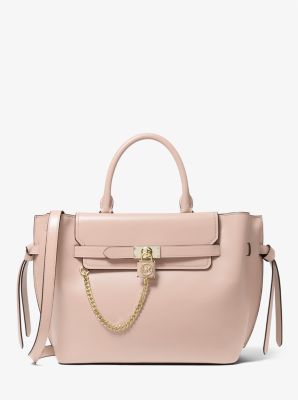 Hamilton Legacy Large Leather Belted Satchel in SOFT PINK | Michael Kors