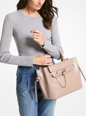 Hamilton Legacy Large Leather Belted Satchel in SOFT PINK | Michael Kors