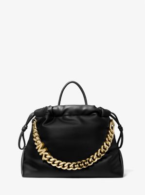 Michael Kors Plus Chain-Logo Ruched-Front Top