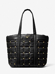 Stirling Large Studded Quilted Recycled Polyester Tote Bag - BLACK - 30F1G9ST3Y