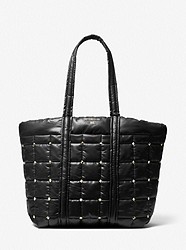 Stirling Extra-Large Studded Quilted Recycled Polyester Tote Bag - BLACK - 30F1G9ST4Y