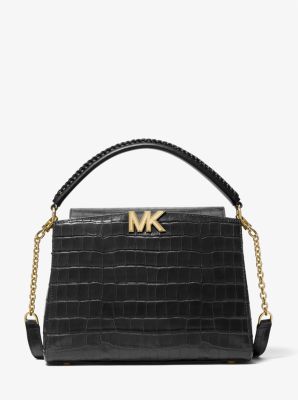 Karlie Medium Crocodile Embossed Leather Satchel image number 0