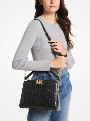 Karlie Small Logo and Crocodile Embossed Leather Crossbody Bag