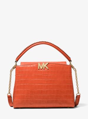 Karlie Medium Crocodile Embossed Leather Satchel | Michael Kors