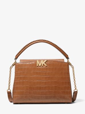 Karlie Medium Crocodile Embossed Leather Satchel | Michael Kors