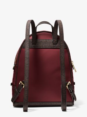 Rhea Medium Logo Embossed Patent Leather Backpack