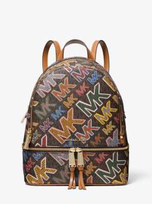 Rhea Medium Graphic Signature Logo Backpack | Michael Kors