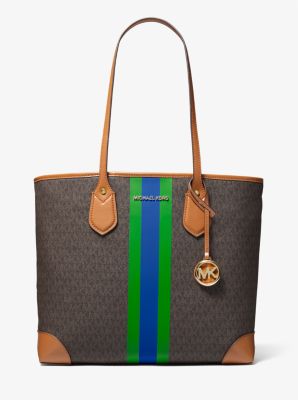 Eva Large Signature Logo Stripe Tote Bag Michael Kors