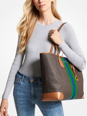 Eva Large Logo Stripe Tote Bag