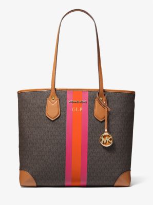 Monogram colorblock stripe shopper cheap tote bag