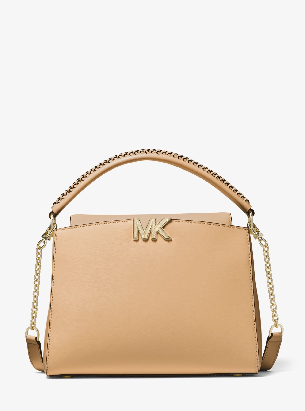 Karlie Medium Leather Satchel Camel