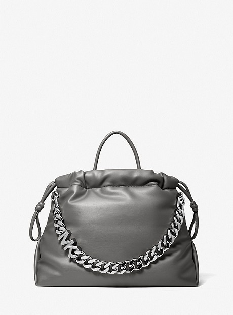 Lina Medium Logo Faux Leather Tote Bag - HEATHER GREY - 30F1S9NT8U