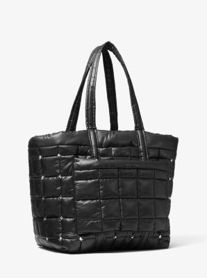 The Big Quilted Tote. -- Army with Black and White Print