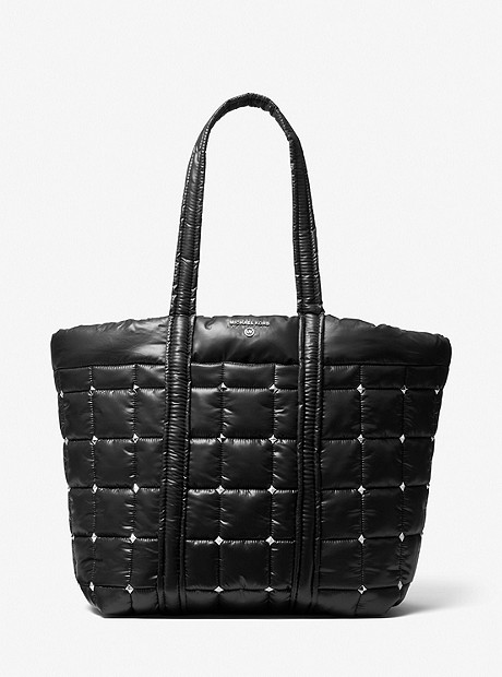 Stirling Extra-Large Studded Quilted Recycled Polyester Tote Bag - BLACK - 30F1S9ST4Y