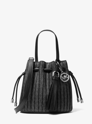 Small Pleated Tote Bag - Black