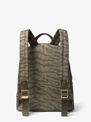 Slater logo-print faux textured-leather backpack