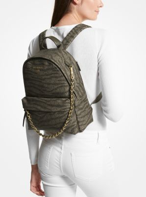 Slater logo-print faux textured-leather backpack