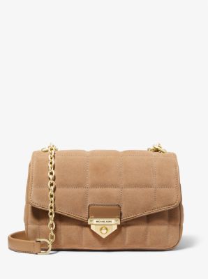Faux Suede Lock Front Slouch Bag