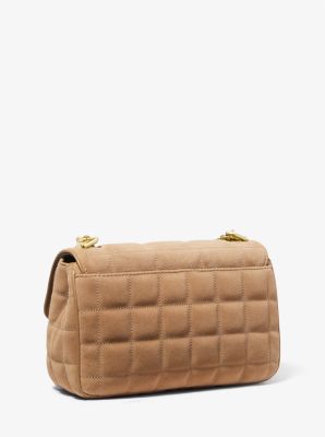 Mini Quilted Faux Fur Shoulder Bag - Brown