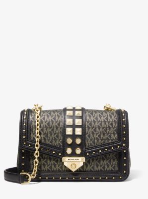 Soho Large Studded Metallic Logo Shoulder Bag | Michael Kors