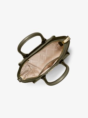 Bolso satchel Avril pequeño de piel con cremallera superior in OLIVA | Michael Kors